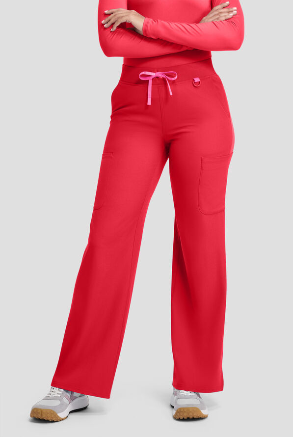 Med Couture Amp Women's 5-Pocket STRETCH High-Rise Wide Leg Cargo Scrub Pant - Petite - Solar Flare - 1