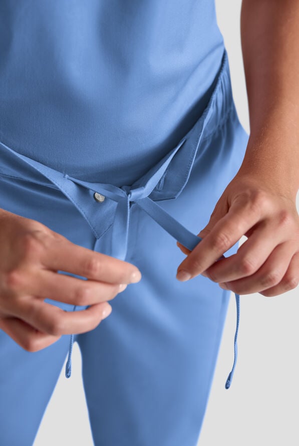 Butter-Soft STRETCH Women's 8-Pocket Cargo Button Front Pant With Fly Scrub Pants - Ceil Blue - 8