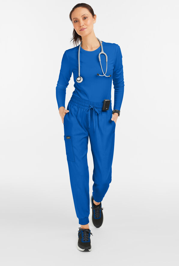 koi Basics Gemma Women's 5-Pocket STRETCH Cargo Jogger Scrub Pants - Royal - 4