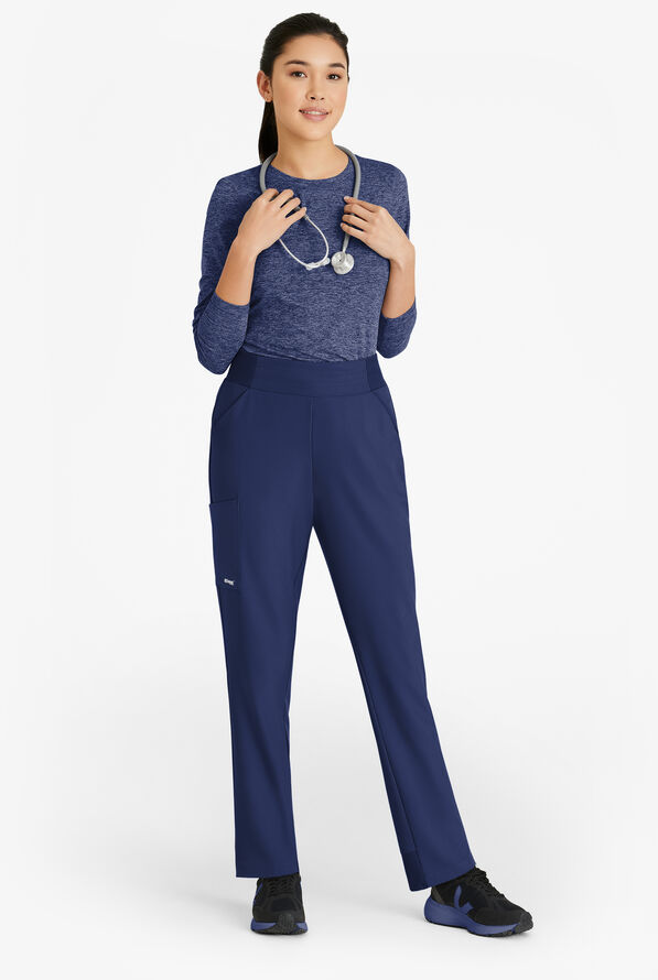 Grey's Anatomy by Barco Evolve STRETCH Flight Women's 5-Pocket High Waisted Cargo Scrub Pants - Indigo - 4