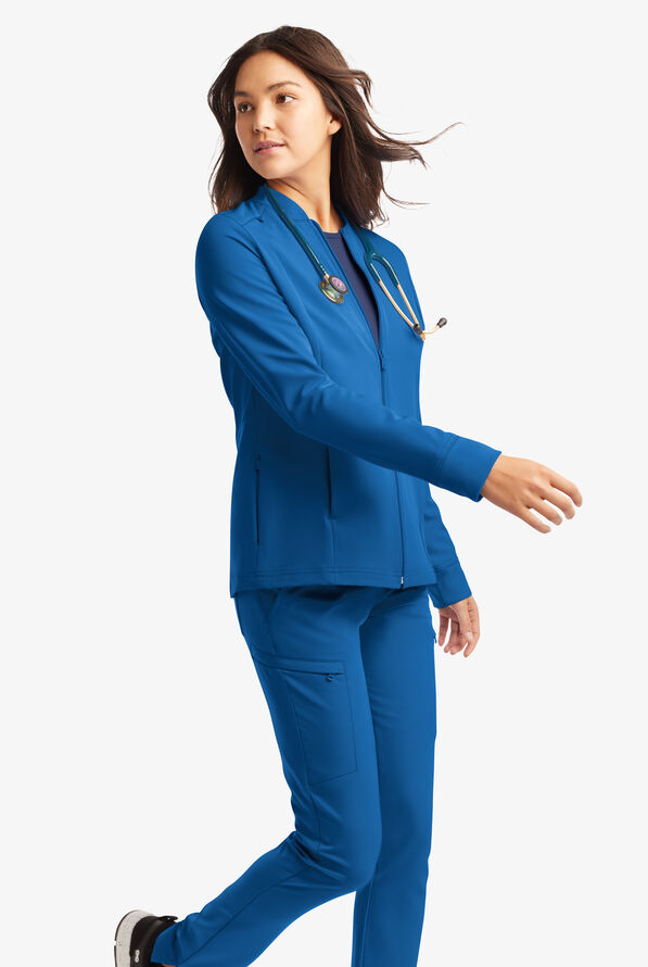Chaqueta médica manga larga ReSurge Quartz con 6 bolsillos y cremallera para mujer - Royal - 2