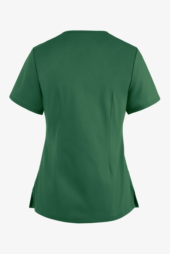 Butter-Soft STRETCH Women's 4-Pocket Smooth Face Zipper Scrub Top - Hunter - 4