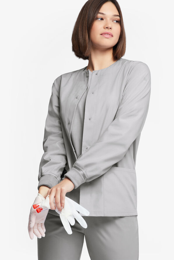 Butter-Soft Originals Women's 3-Pocket Warm-up Scrub Jacket - Silver - 2