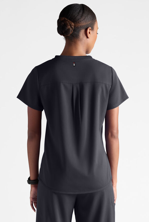 Blusa m&eacute;dica Grey's Anatomy by Barco Emerge STRETCH con cuello redondo y 1 bolsillo para mujer - Steel Gray - 2