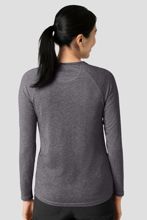 Camiseta m&eacute;dica Carhart Force estilo jaspeado con mangas ragl&aacute;n y 1 bolsillo para mujer - Pewter Heather - 4