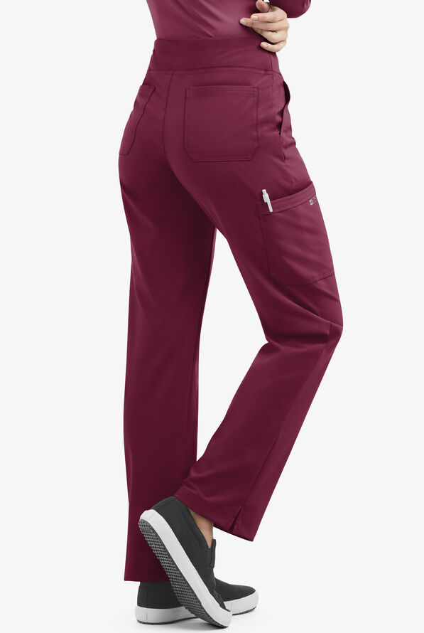 Easy STRETCH Sienna Women's 5-Pocket Sport Yoga Scrub Pants - Tall - Wine - 2