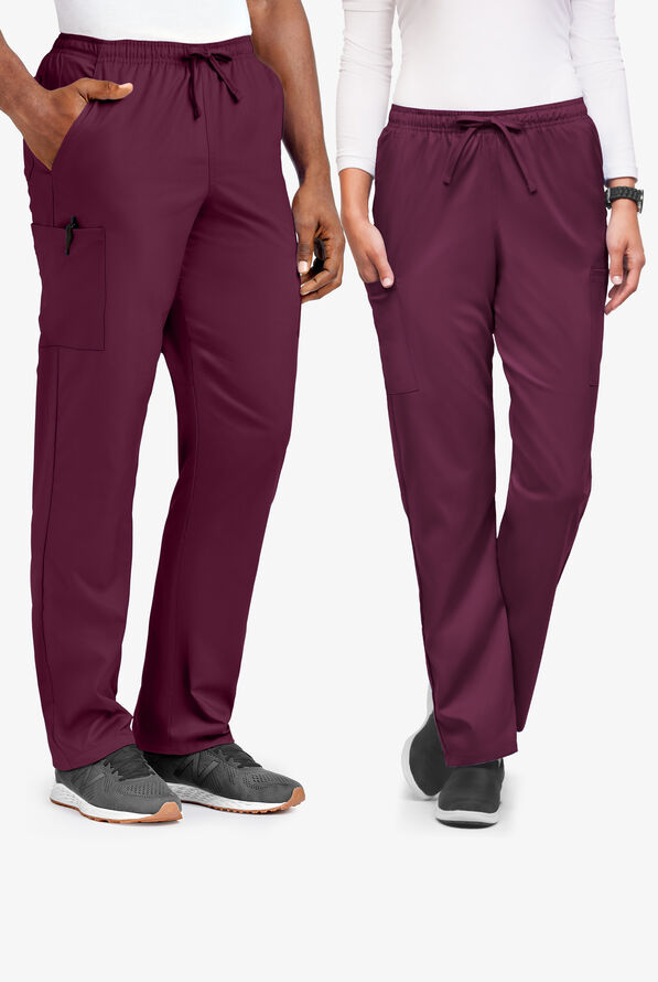 UA Flex2 Unisex 6-Pocket Pull-On Cargo STRETCH Scrub Pants - Wine - 1