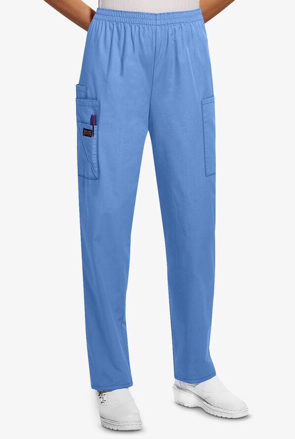 Cherokee Workwear Women's 4-Pocket Elastic Waist Utility Scrub Pants - Ceil Blue - 1