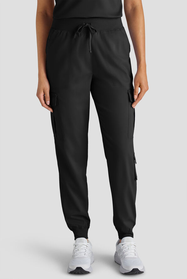 Butter-Soft STRETCH FLXTEK+ Women's 8-Pocket Cargo Jogger Scrub Pant - Black - 2