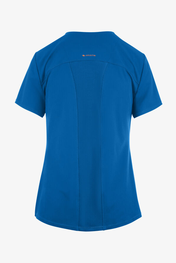 Blusa m&eacute;dica Infinity GNR8 STRETCH con cuello en V redondeado y 1 bolsillo para mujer - Royal - 2