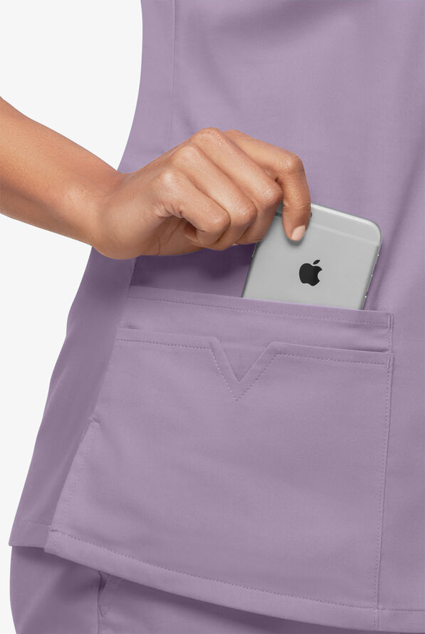 Butter-Soft STRETCH Women's 4-Pocket Large Grommet Scrub Top - Canyon Iris - 6