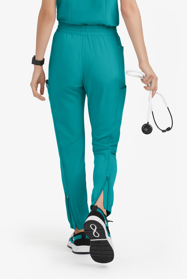 Pantal&oacute;n m&eacute;dico Easy STRETCH Kourtney estilo jogger con piernas delgadas modernas y 5 bolsillos para mujer - Teal - 4