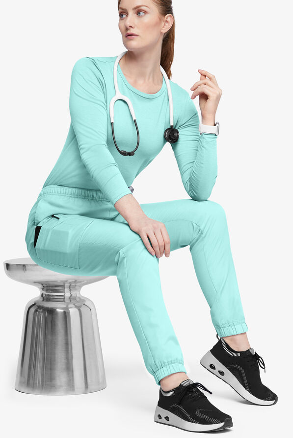 Butter-Soft Originals Women's 7-Pocket Tapered Jogger Cargo Scrub Pants - Tall - Sea Frost - 4