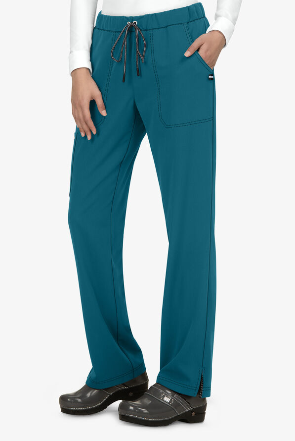 koi Next Gen Everyday Hero Women's 5-Pocket STRETCH Drawstring Cargo Scrub Pant - Caribbean Blue - 1