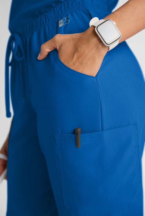 Easy STRETCH Eden Women's 4-Pocket Drawstring Scrub Pants - Tall - Royal - 3