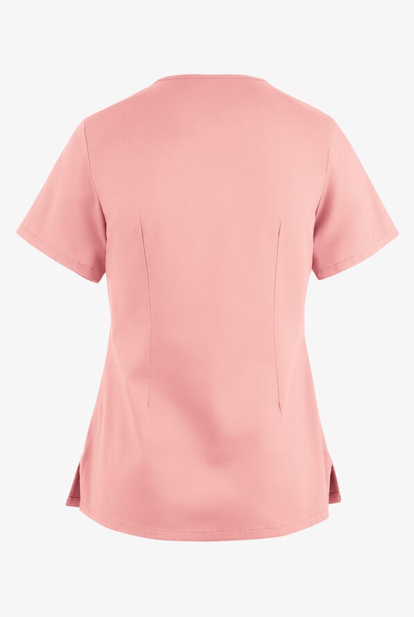 Butter-Soft STRETCH Women's 4-Pocket Crisscross Scrub Top - Rose Water - 4