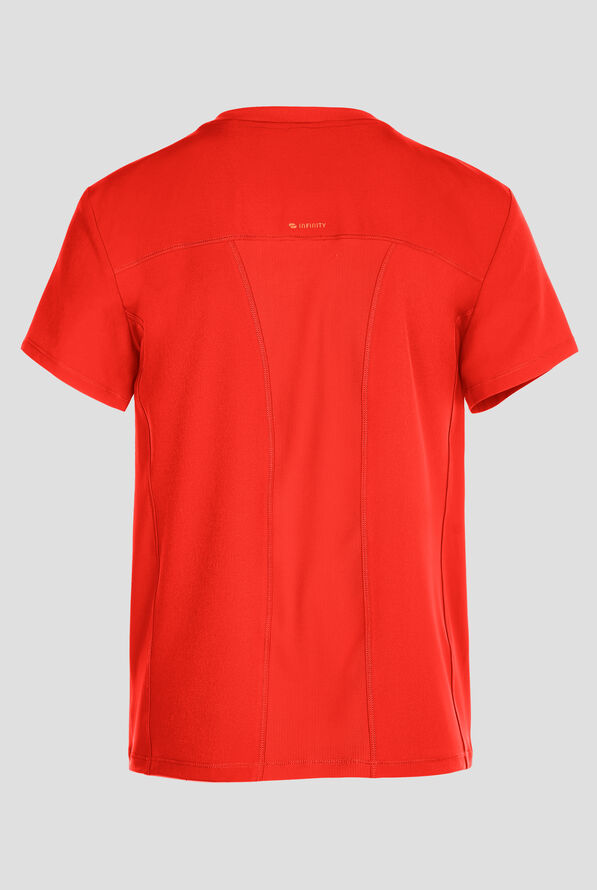 Infinity GNR8 Men's 3-Pocket STRETCH Rib-Knit Crew Neck Scrub Top - Firebird - 2
