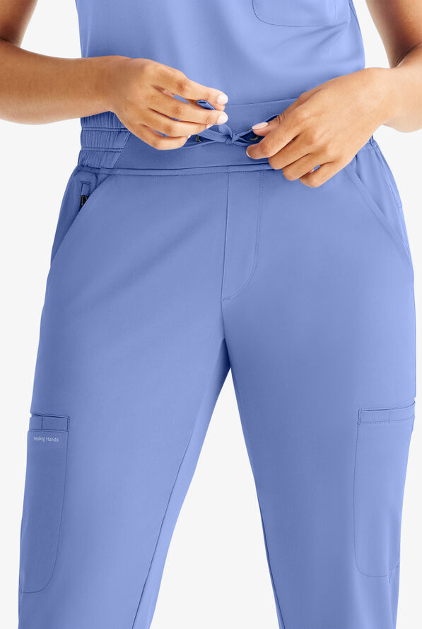 HH Works by Healing Hands Rhea Women's 6-Pocket STRETCH Cargo Jogger Scrub Pants - Ceil Blue - 2
