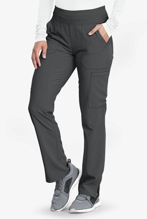 Dickies EDS Essentials Women's 7-Pocket STRETCH Elastic Waistband Cargo Scrub Pants - Petite - Pewter - 1