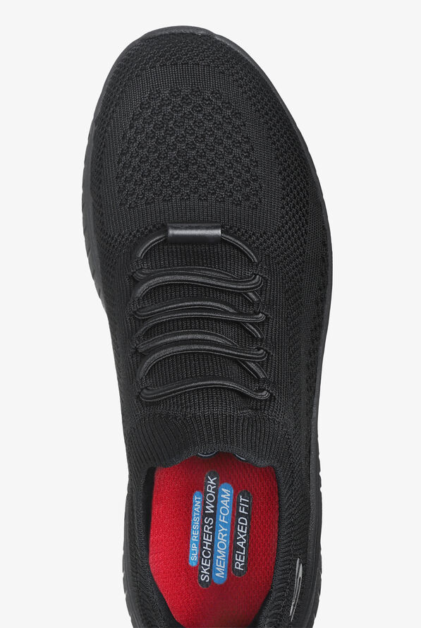 Skechers Work Women's SQUAD CHAOS Black Bungee Athletic Slip On Shoes - Black - 2