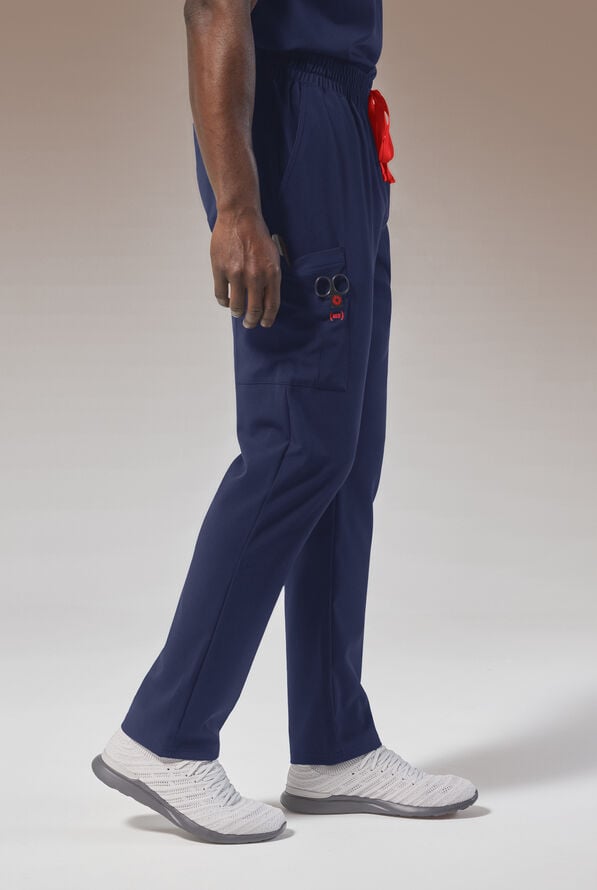 Hypothesis (RED) Men's 8-Pocket STRETCH Straight Leg Cargo Scrub Pant - Navy - 5