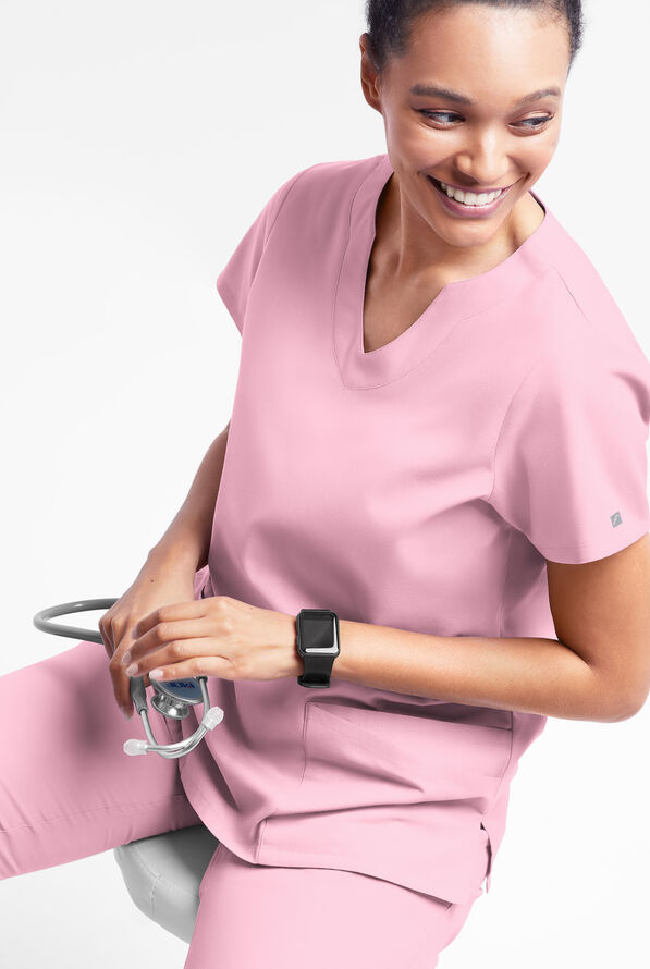 Butter-Soft Originals Women's 6-Pocket Scallop Neck Scrub Top - Blush - 4