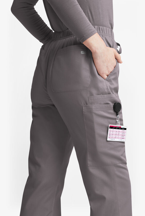 Pantalón médico Butter-Soft Originals de tiro medio con piernas acampanadas y 6 bolsillos para mujer - Grey Stone - 3