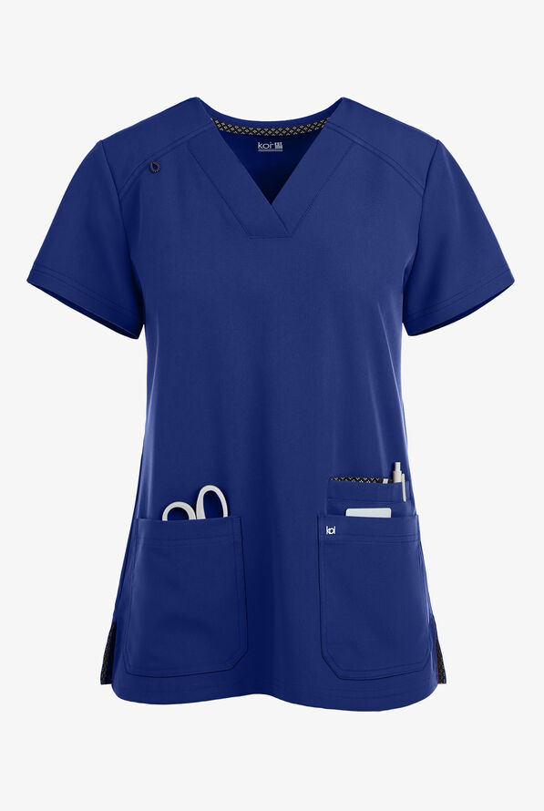 koi Next Gen Hustle and Heart Women's 3-Pocket STRETCH V-Neck Scrub Top - Galaxy - 1