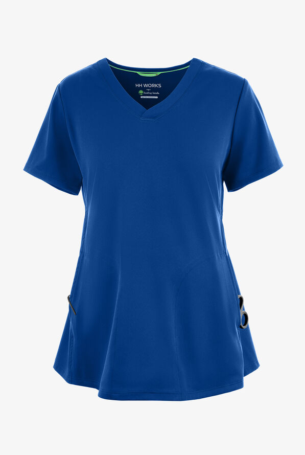 HH Works by Healing Hands Mila Women's 2-Pocket STRETCH Maternity Scrub Top - Royal - 1