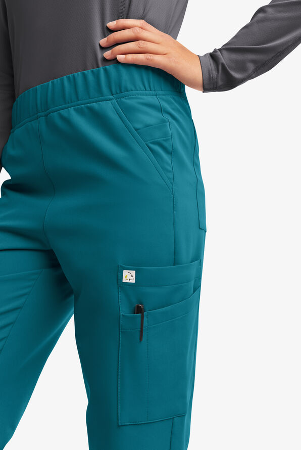 Butter-Soft Women's 13-Pocket Cargo Scrub Pants **Slightly IRREGULAR**&nbsp; - Caribbean Blue - 2
