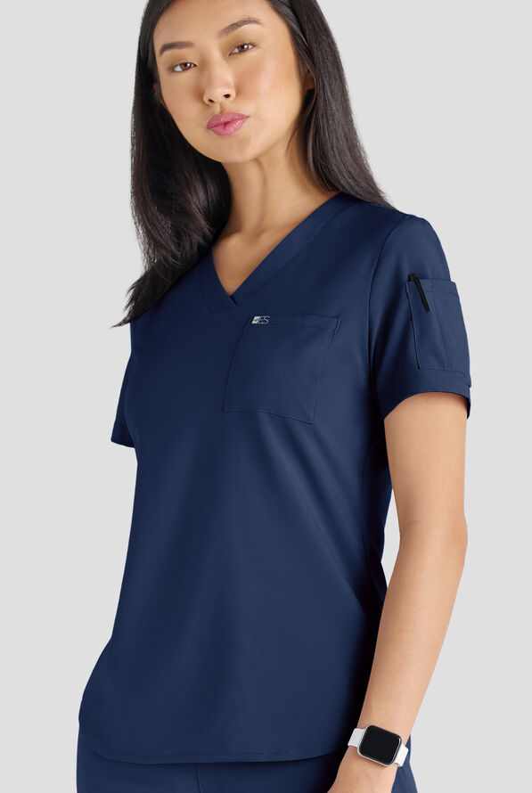 Conjunto de uniforme m&eacute;dico Easy STRETCH con 10 bolsillos para mujer - Navy - 9