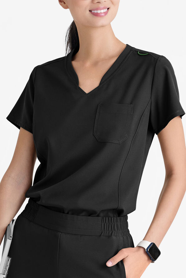 Blusa médica Grey's Anatomy by Barco Evolve STRETCH Sway con cuello en V y 1 bolsillo para mujer - Black - 2