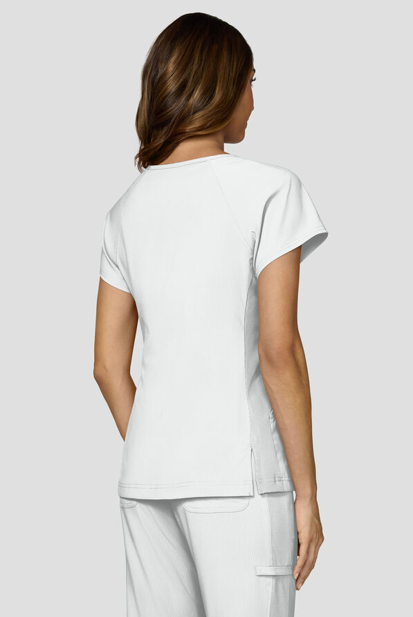 Blusa m&eacute;dica koi Lite&trade; Lilias con cuello coraz&oacute;n con muesca y 2 bolsillos para mujer - White - 4