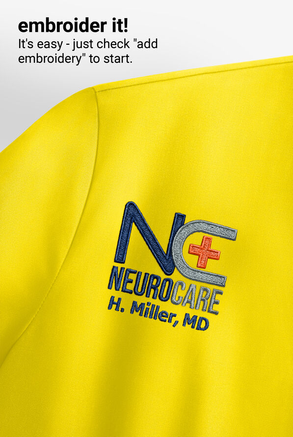 Blusa m&eacute;dica Zavate Ava Therese Piper STRETCH con cuello mao y 2 bolsillos para mujer - Blazing Yellow - 4