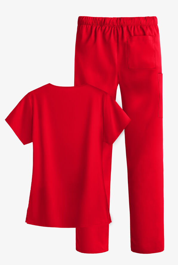 Conjunto de uniforme médico Strictly Scrubs Value STRETCH petite con 4 bolsillos para mujer - Red - 3