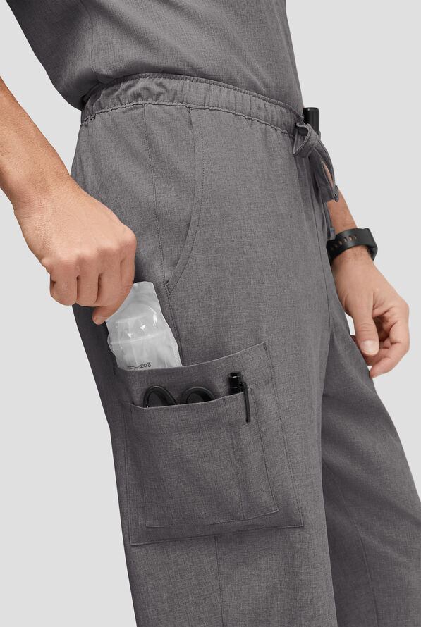 Easy STRETCH Morgan Unisex 5-Pocket Drawstring Scrub Pants - Graphite Heather - 3