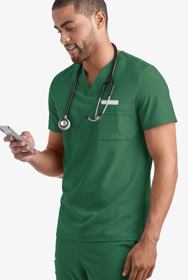 Tafford Active STRETCH Riley Unisex 3-Pocket V-Neck Scrub Top - Hunter - 2