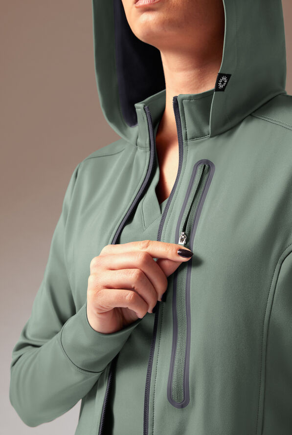 Hypothesis Super-Dermal Women’s Zip Front Multi-Pocket Scrub Jacket - Mineral/Pewter - 5