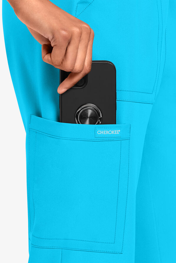 Pantal&oacute;n m&eacute;dico Cherokee Workwear Originals Ultra estilo cargo con piernas rectas y 4 bolsillos para mujer - Turquoise - 3