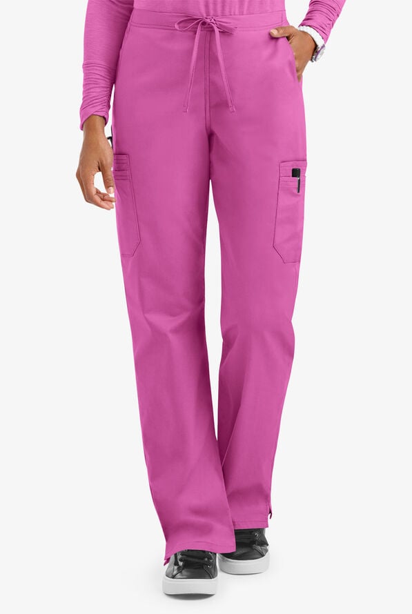 Butter-Soft STRETCH Women's 9-Pocket Drawstring with Back Elastic Scrub Pants - Rosebud - 1