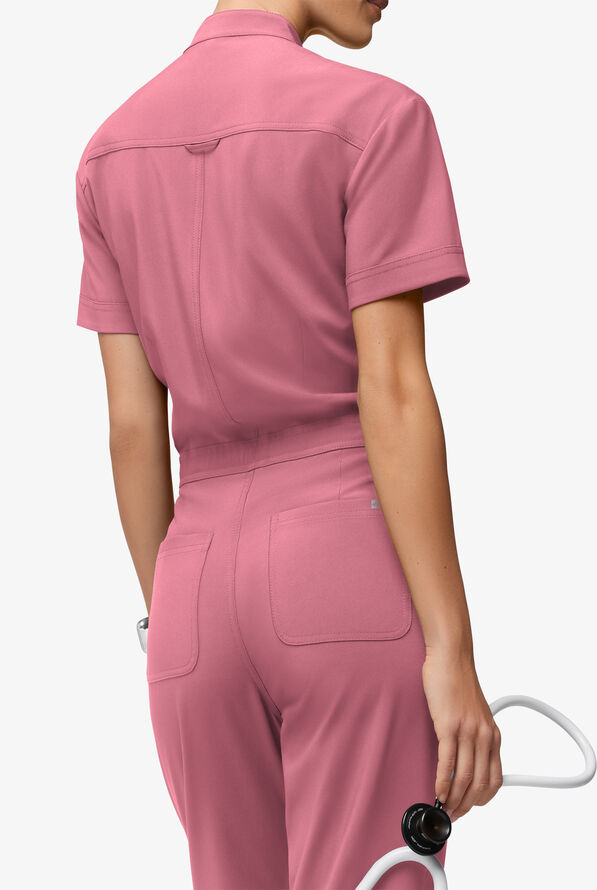 Easy STRETCH Allie Women's 6-Pocket Short Sleeve Jumpsuit - Tea Rose - 5
