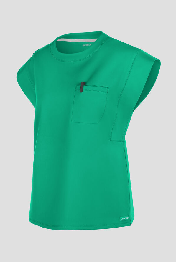 Blusa médica Cherokee Achieve con cuello en V y 1 bolsillo para mujer - Green Apple - 2