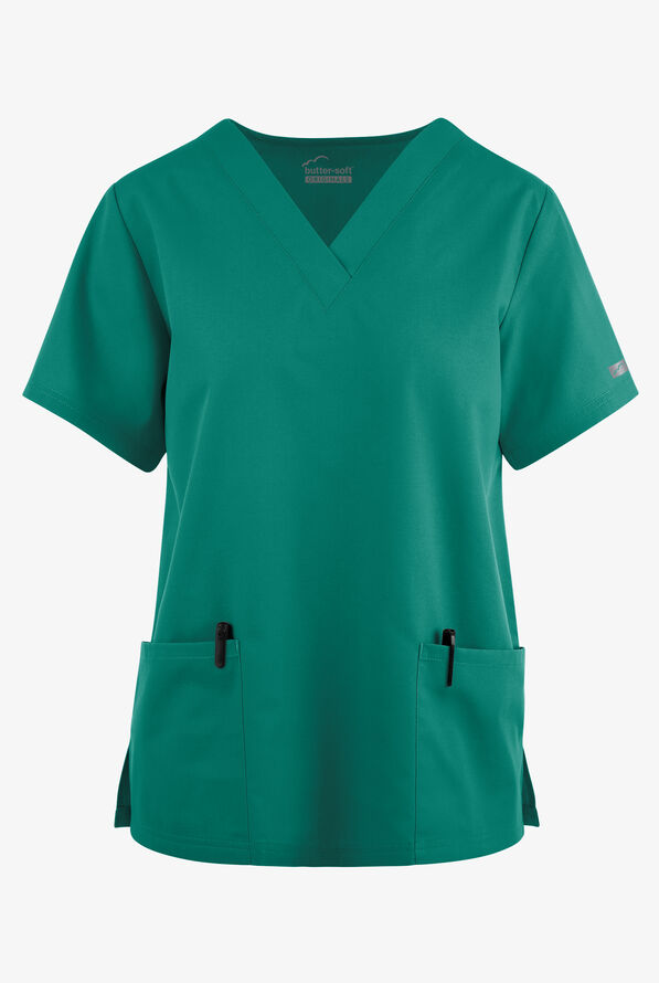 Butter-Soft Originals Women's 2-Pocket V-Neck Scrub Top - Hunter - 1