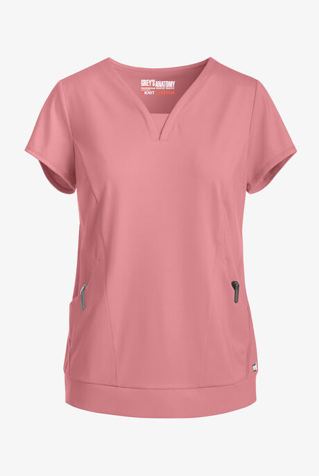 Grey's Anatomy by Barco Knit STRETCH Motivate Women's 2-Pocket Banded V-Neck Scrub Top