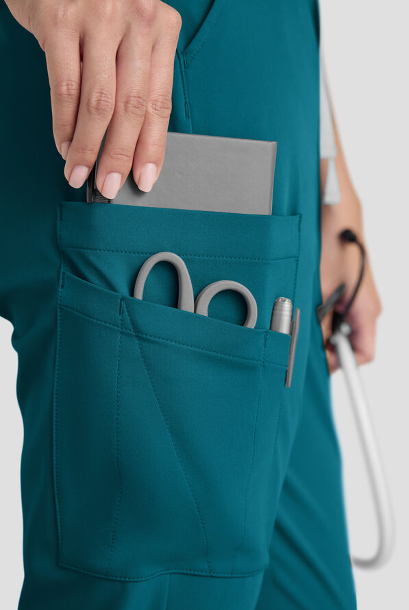 Pantal&oacute;n m&eacute;dico ReSurge Topaz con cord&oacute;n ajustable y 11 bolsillos para mujer - Caribbean Blue - 3
