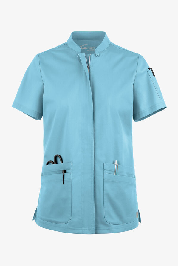 Blusa m&eacute;dica UA Butter-Soft STRETCH con cremallera y 6 bolsillos para mujer - Poolside View - 1