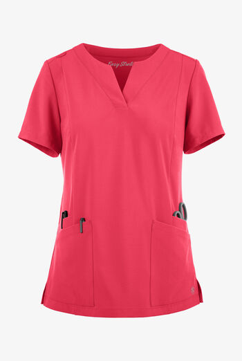 Easy STRETCH Chrisette Women's 4-Pocket with Feminine Neck Detail Scrub Top