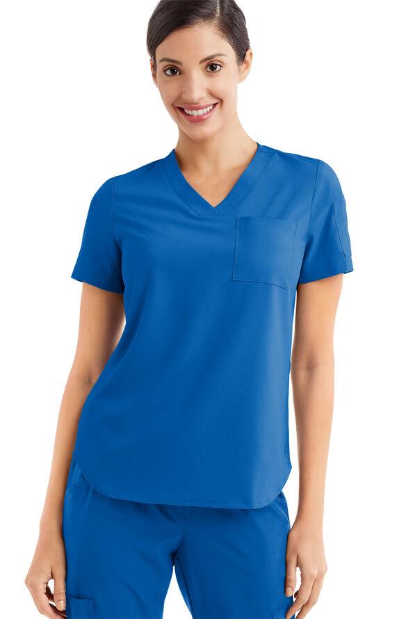 Tafford Active STRETCH Chloe Women's 3-Pocket V-Neck Tuck-In Scrub Top - Royal - 1