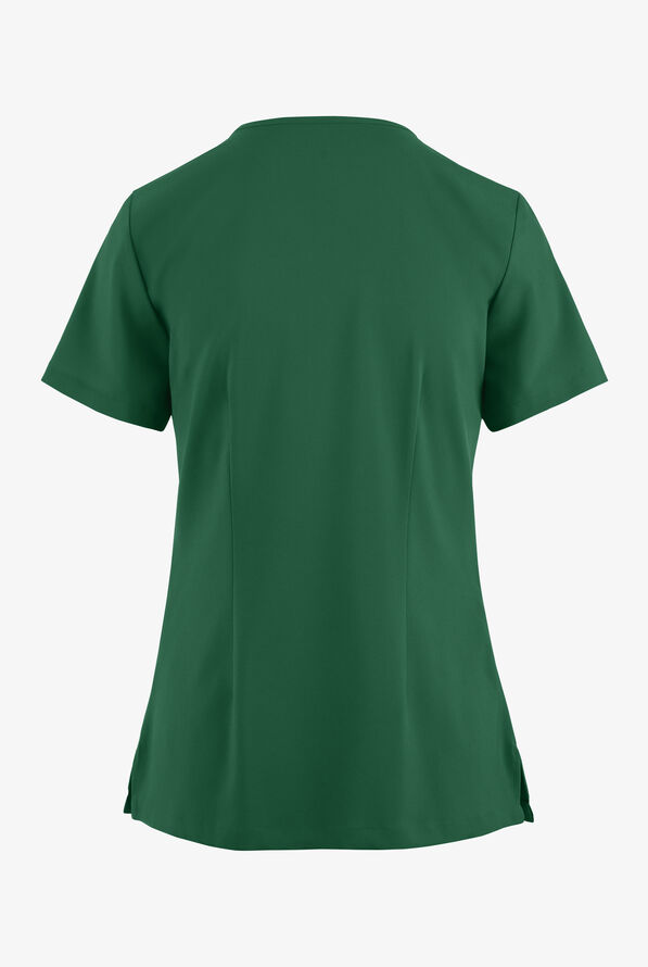 Easy STRETCH Gisele Women's 4-Pocket Lace Up V-Neck Scrub Top - Hunter - 4