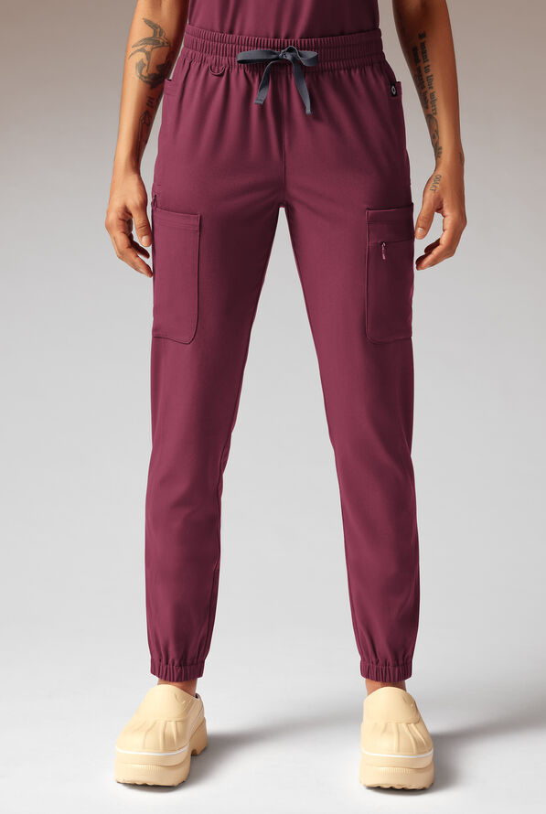 Hypothesis Cache Women&rsquo;s 6-Pocket Jogger Scrub Pant - Wine - 1